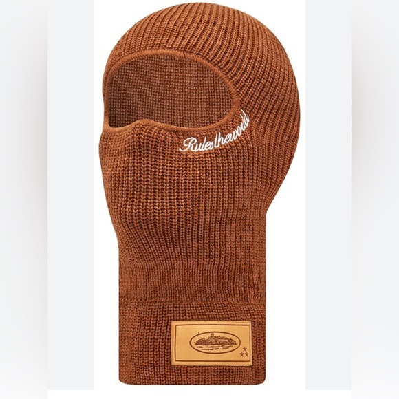 Corteiz rules the world Knit Brown Ski-Mask beanie - Picture 1 of 8